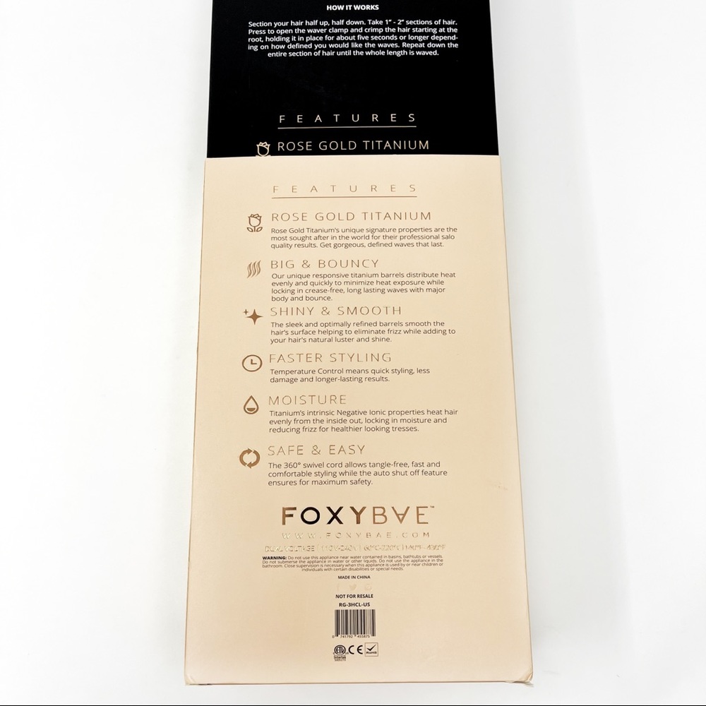 FOXYBAE Triple Waver Curling Iron Crimper Wavy Baby Hair Tool Beach Rose Gold - Picture 9 of 9